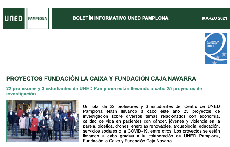 Accede al último boletín informativo publicado en UNED Pamplona